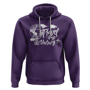 Travel Is My Therapy Hoodie World Traveling TS09 Purple Printyourwear