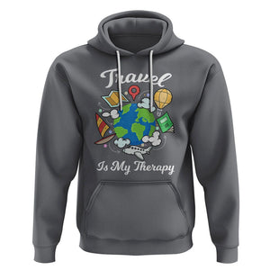 Travel Is My Therapy Hoodie World Traveling TS09 Charcoal Printyourwear