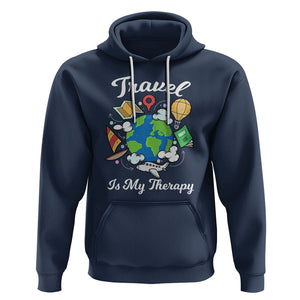 Travel Is My Therapy Hoodie World Traveling TS09 Navy Printyourwear