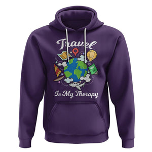 Travel Is My Therapy Hoodie World Traveling TS09 Purple Printyourwear