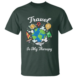 Travel Is My Therapy T Shirt World Traveling TS09 Dark Forest Green Printyourwear