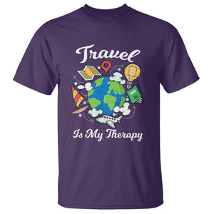 Travel Is My Therapy T Shirt World Traveling TS09 Purple Printyourwear