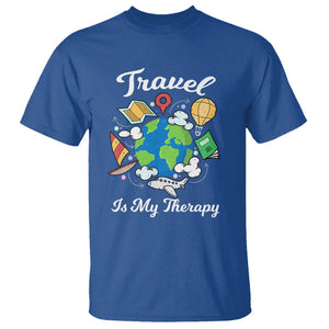 Travel Is My Therapy T Shirt World Traveling TS09 Royal Blue Printyourwear