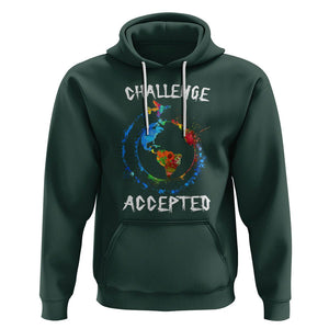 Travel Lover Hoodie Challenge Accepted World Map Traveling TS09 Dark Forest Green Printyourwear