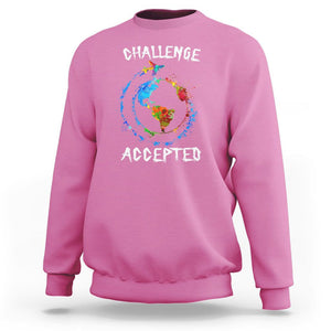 Travel Lover Sweatshirt Challenge Accepted World Map Traveling TS09 Azalea Printyourwear