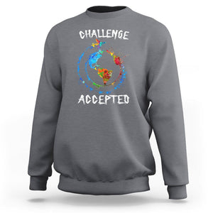 Travel Lover Sweatshirt Challenge Accepted World Map Traveling TS09 Charcoal Printyourwear