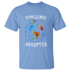 Travel Lover T Shirt Challenge Accepted World Map Traveling TS09 Carolina Blue Printyourwear
