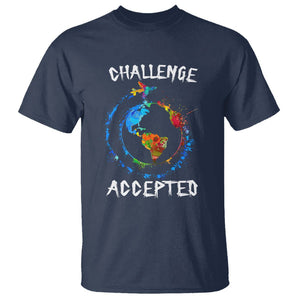 Travel Lover T Shirt Challenge Accepted World Map Traveling TS09 Navy Printyourwear