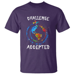 Travel Lover T Shirt Challenge Accepted World Map Traveling TS09 Purple Printyourwear