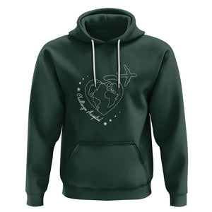 Travel Lover Hoodie Challenge Accepted World Map Traveling TS09 Dark Forest Green Printyourwear