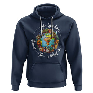 Travel For Food Lover Hoodie Snacking Around The World Traveling TS09 Navy Printyourwear
