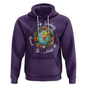 Travel For Food Lover Hoodie Snacking Around The World Traveling TS09 Purple Printyourwear