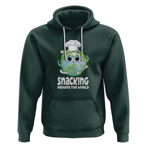 Travel For Food Lover Hoodie Snacking Around The World Traveling TS09 Dark Forest Green Printyourwear