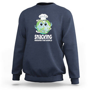 Travel For Food Lover Sweatshirt Snacking Around The World Traveling TS09 Navy Printyourwear