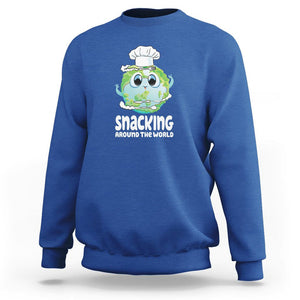 Travel For Food Lover Sweatshirt Snacking Around The World Traveling TS09 Royal Blue Printyourwear