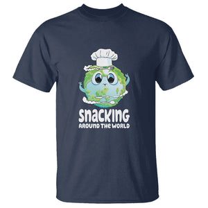 Travel For Food Lover T Shirt Snacking Around The World Traveling TS09 Navy Printyourwear