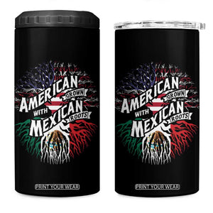 American Grown With Mexican Roots 4 in 1 Can Cooler Tumbler TS09 One Size: 16 oz Black Print Your Wear
