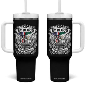 Mexican By Blood American By Birth Patriot By Choice Tumbler With Handle TS09 One Size: 40 oz Black Print Your Wear