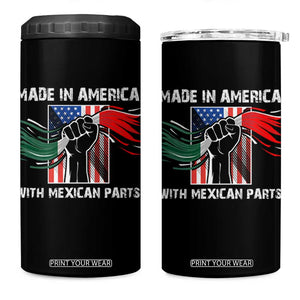 Made In America with Mexican Parts 4 in 1 Can Cooler Tumbler TS09 One Size: 16 oz Black Print Your Wear