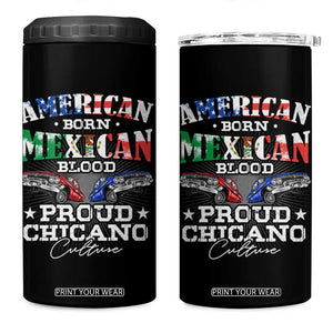 American Born Mexican Blood Proud Chicano Culture Lowrider 4 in 1 Can Cooler Tumbler TS09 One Size: 16 oz Black Print Your Wear