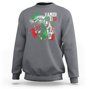Mexican Soccer Fan Sweatshirt Vamos Mexico Flag Tiger TS09 Charcoal Printyourwear