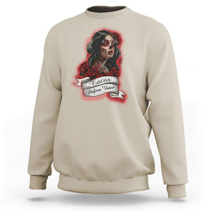 Tacos Before Vatos Chicana Chola Taco Lover Sweatshirt TS09 Sand Printyourwear