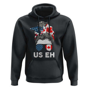 American Canadian Hoodie US EH Messy Bun USA Canada Flag TS09 Black Print Your Wear