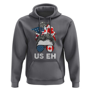 American Canadian Hoodie US EH Messy Bun USA Canada Flag TS09 Charcoal Print Your Wear