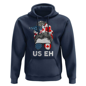 American Canadian Hoodie US EH Messy Bun USA Canada Flag TS09 Navy Print Your Wear