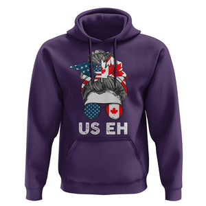 American Canadian Hoodie US EH Messy Bun USA Canada Flag TS09 Purple Print Your Wear