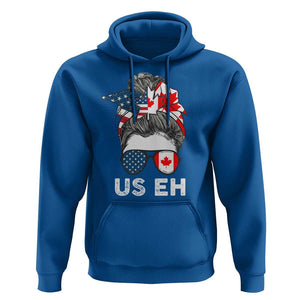 American Canadian Hoodie US EH Messy Bun USA Canada Flag TS09 Royal Blue Print Your Wear