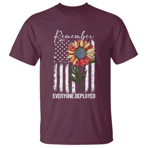 Red Friday T Shirt Remember Everyone Deployed American Flag Sunflower TS09 Maroon Print Your Wear