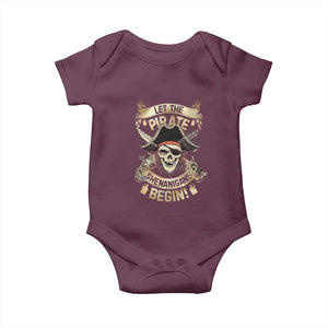 Pirate Baby Onesie Let The Pirate Shenanigans Begin TS09 Maroon Print Your Wear