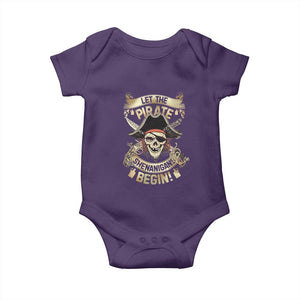 Pirate Baby Onesie Let The Pirate Shenanigans Begin TS09 Purple Print Your Wear