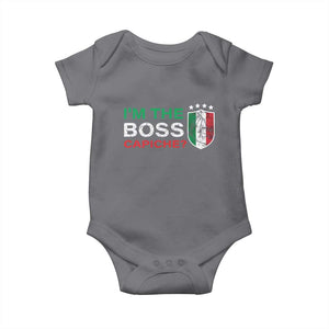 Funny Italian Baby Onesie I'm The Boss Capiche TS09 Charcoal Print Your Wear
