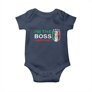 Funny Italian Baby Onesie I'm The Boss Capiche TS09 Navy Print Your Wear