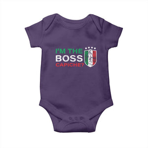 Funny Italian Baby Onesie I'm The Boss Capiche TS09 Purple Print Your Wear
