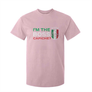 Funny Italian T Shirt For Kid I'm The Boss Capiche TS09 Light Pink Print Your Wear