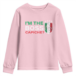 Funny Italian Youth Sweatshirt I'm The Boss Capiche TS09 Light Pink Print Your Wear