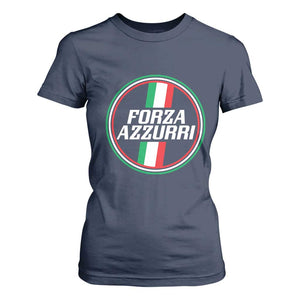 Italian Sport Support T Shirt For Women Let's Go Italy Forza Azzurri TS09 Navy Print Your Wear