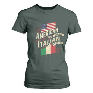 American Grown Italian Roots Patriot T Shirt For Women TS09 Dark Forest Green Print Your Wear