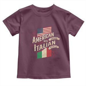 American Grown Italian Roots Patriot Toddler T Shirt TS09 Maroon Print Your Wear