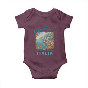 Italy Trip Baby Onesie Amalfi Coast Beautiful Beach TS09 Maroon Print Your Wear