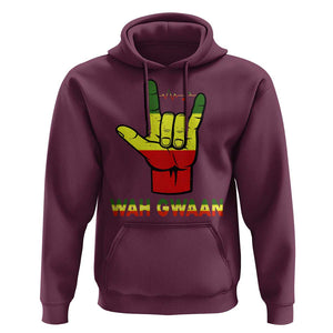 Reggae Lover Hoodie Wah Gwaan Jamaica jamaican TS09 Maroon Print Your Wear