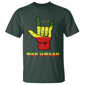 Reggae Lover T Shirt Wah Gwaan Jamaica jamaican TS09 Dark Forest Green Print Your Wear