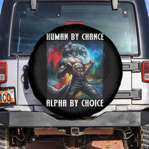 Alpha Wolf Spare Tire Cover Human By Chance Alpha By Choice TS09 No hole Black Print Your Wear