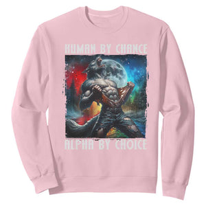 Alpha Wolf Sweatshirt Human By Chance Alpha By Choice TS09 Light Pink Print Your Wear
