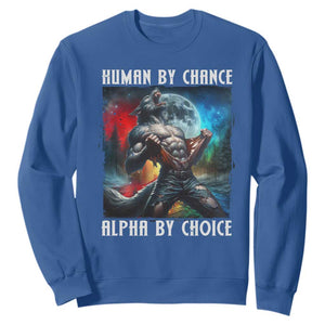 Alpha Wolf Sweatshirt Human By Chance Alpha By Choice TS09 Royal Blue Print Your Wear
