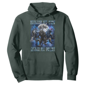 Alpha Wolf Hoodie Human By Day Sigma By Night TS09 Dark Forest Green Print Your Wear