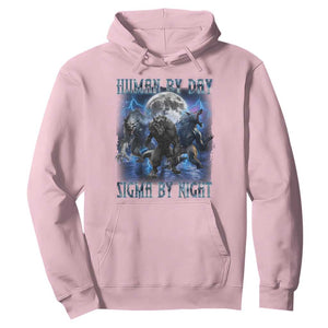 Alpha Wolf Hoodie Human By Day Sigma By Night TS09 Light Pink Print Your Wear